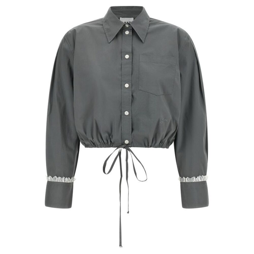 Ganni Gray Cotton Women's Blouse
